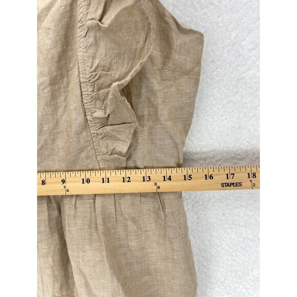 Madewell Linen Blend Ruffle Tie Back Jumpsuit Women’s 10 Seed Khaki NWT - Picture 5 of 11